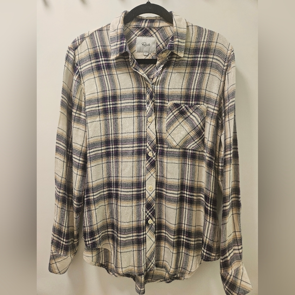 Rails Hunter Plaid Button-Down Shirt Stone Navy Fushia Size S - Picture 7 of 15